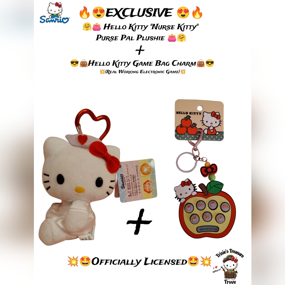 EXCLUSIVE - Hello Kitty Nurse Kitty Purse Pal Plushie & Game Bag Charm